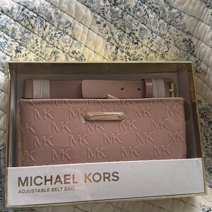 Michael Kors Pink Belt Bag with Embossed Leather
